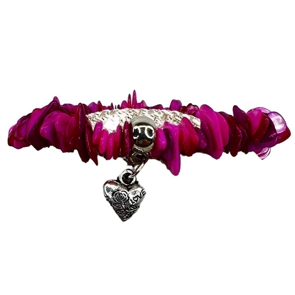 Fuchsia Love Heart Bracelet